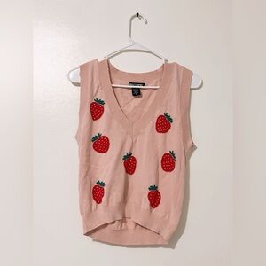 Hot Topic Pink Strawberry Girls Sweater Vest